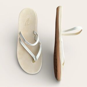 Ancient Greek Leather Comfort Sole Flip Flop Sandals Off White Women's Size 10